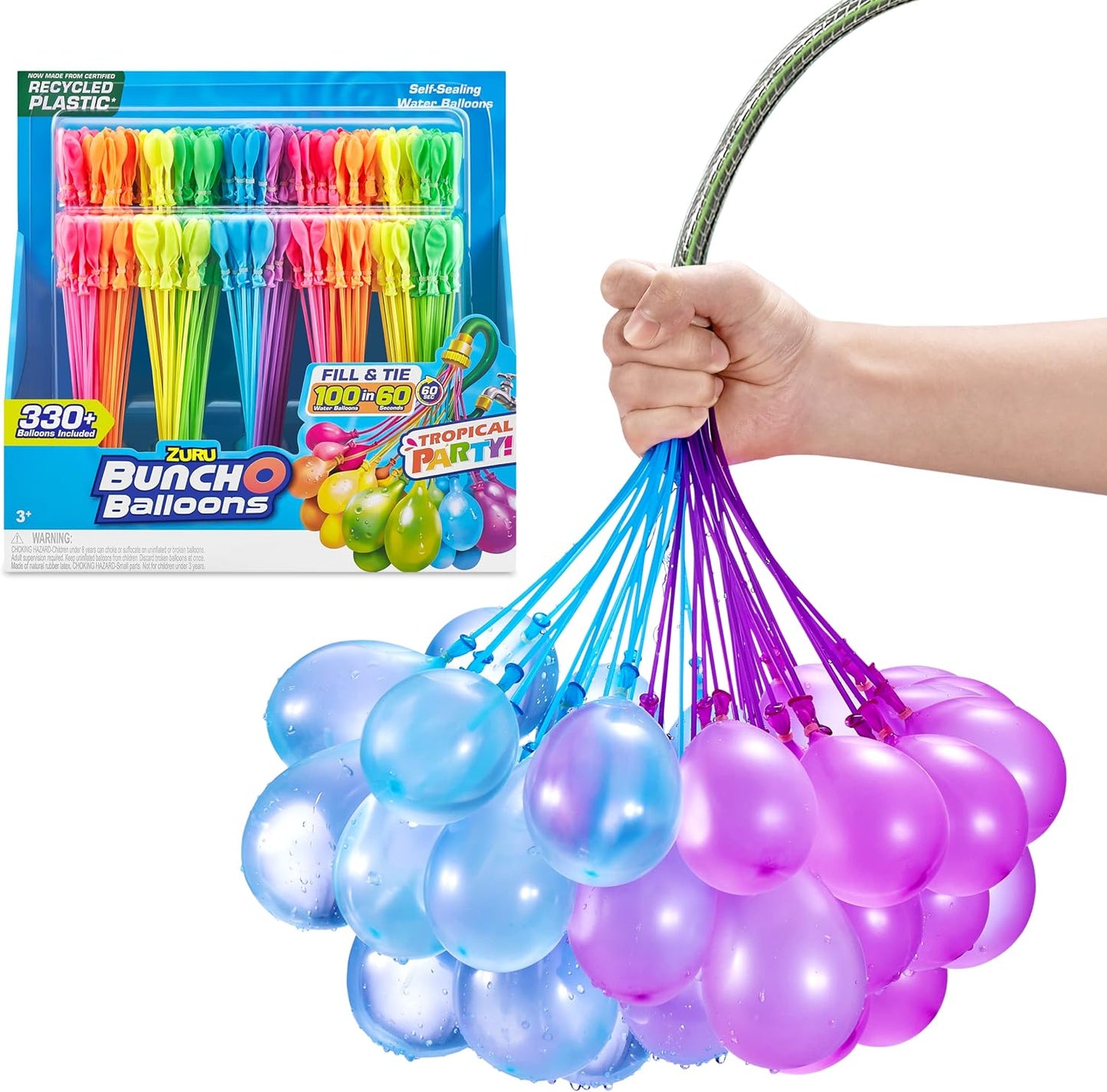 Tropical Party Rapid-Filling Water Balloons (330+ Balloons) - Perfect Fun for Kids, Teens, and Adults!