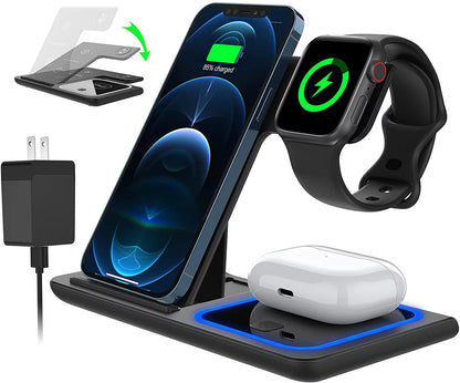 TriCharge Pro: 3-in-1 Fast Wireless Charging Station for iPhone, Apple Watch & AirPods